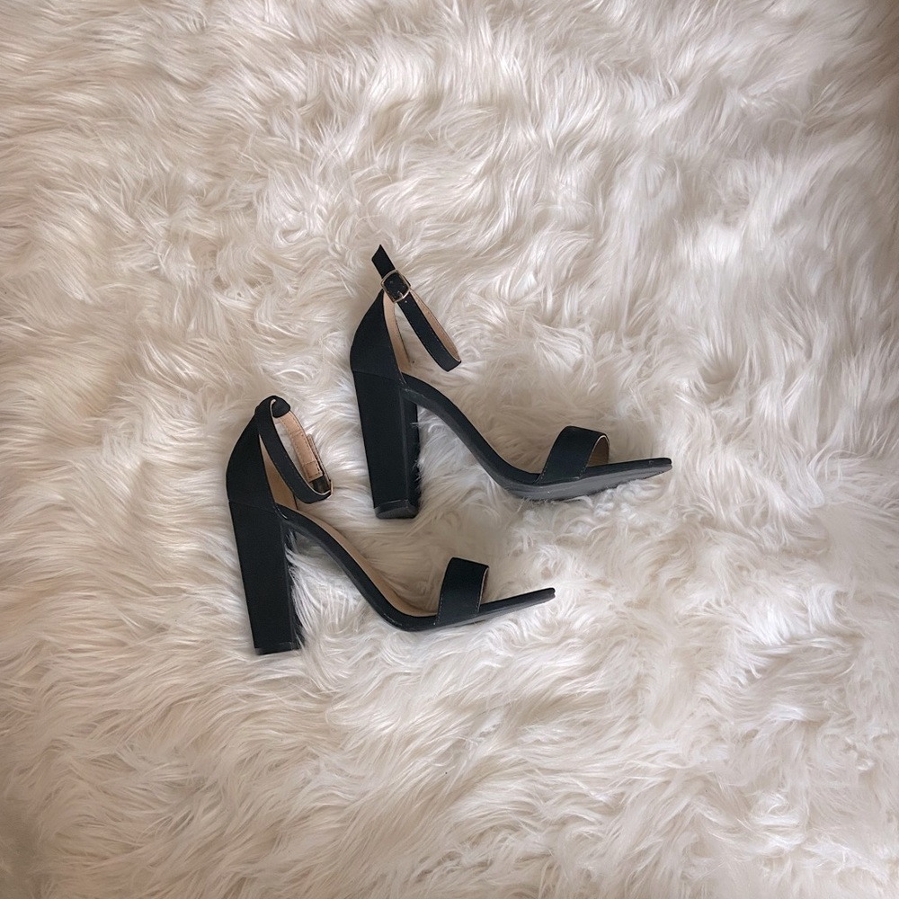 Black strap heels